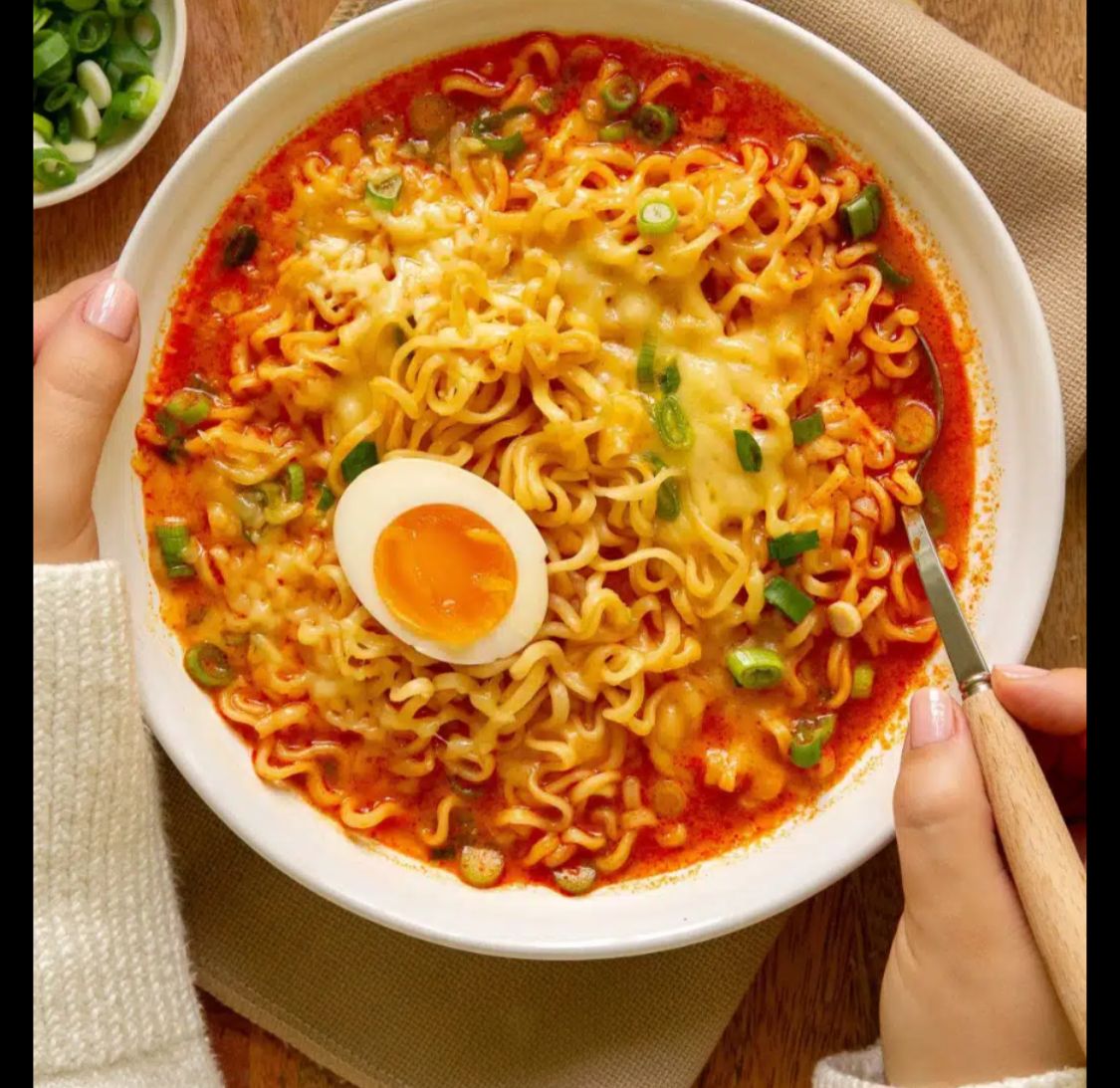 spicy noodles and egg