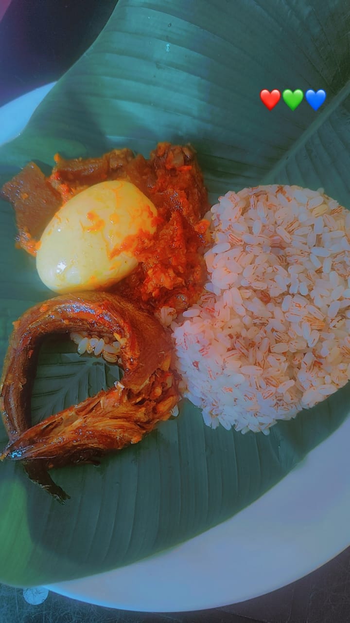 Ofada Rice and Sauce with Plantain from Demure Ewa Agoyin