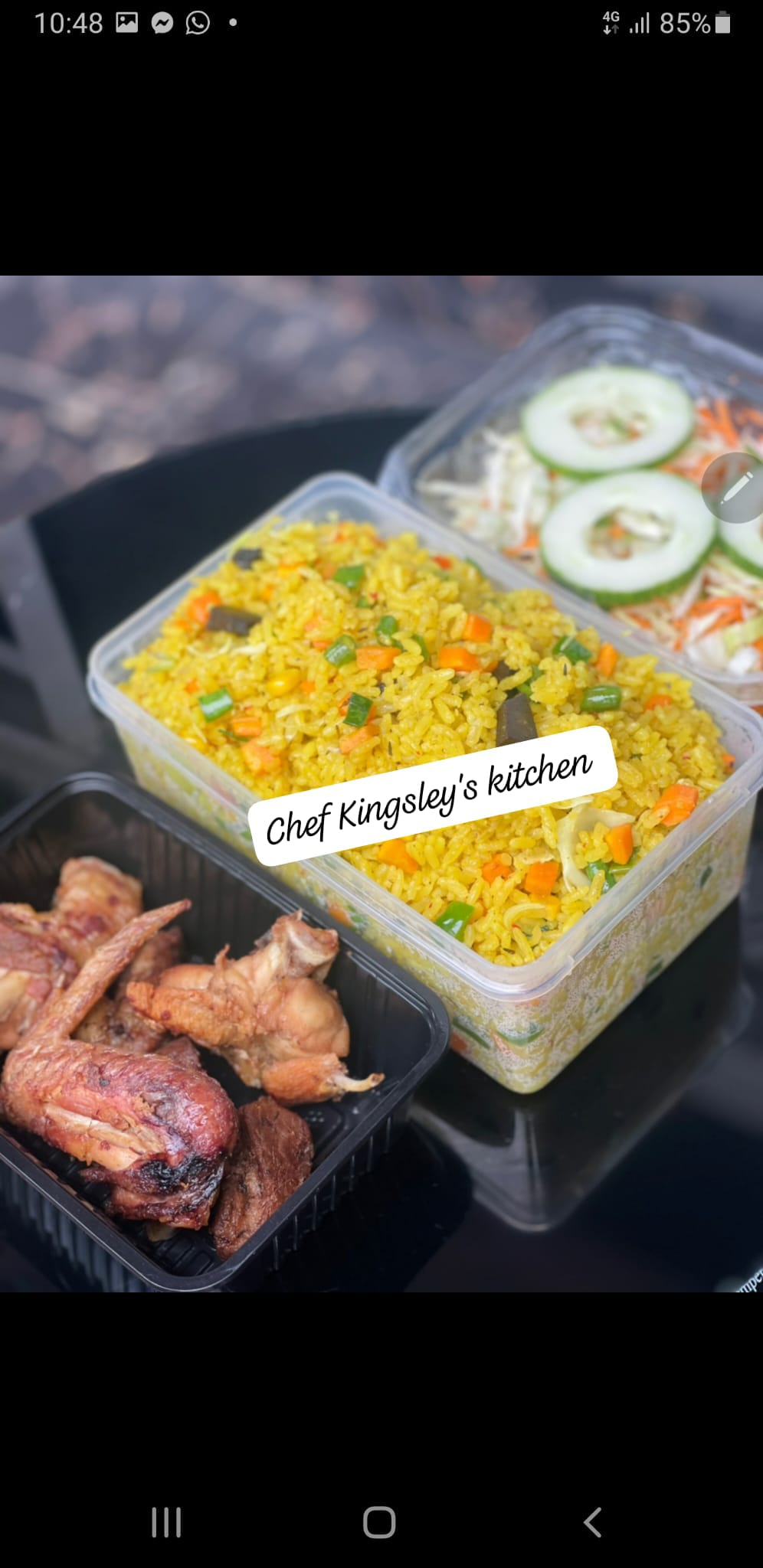 Fried Rice with Chicken and Salad