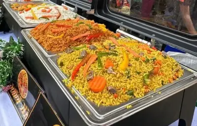 Fried rice , jollof rice chicken, beef, turkey, snail, white rice and chicken sauce , All kinds of soup from NELYN Kitchen