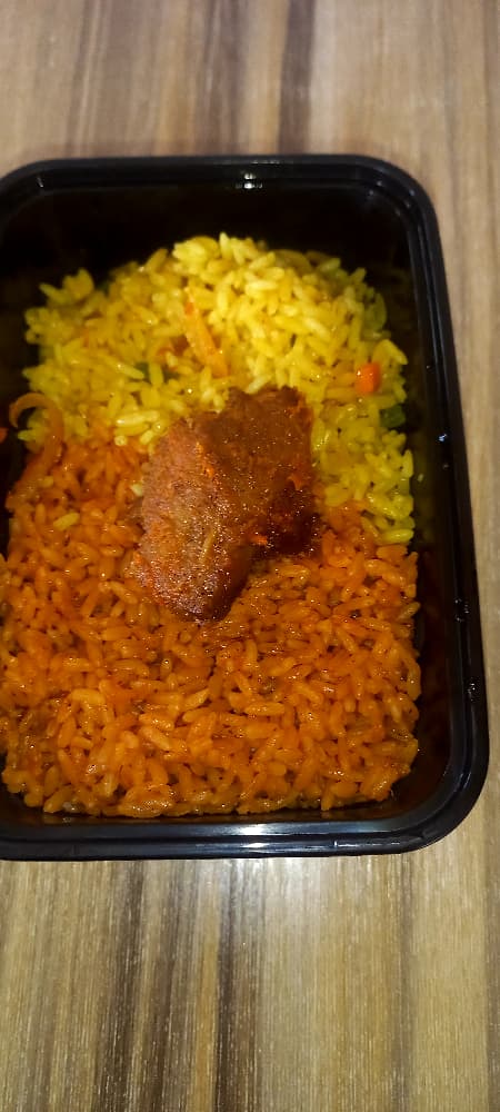 Jollof or Fried Rice + 1 Beef