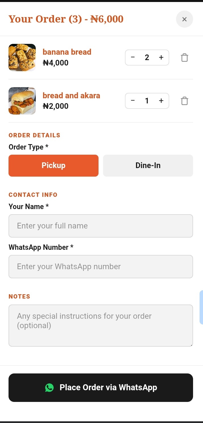 Customer reviewing their cart and entering order details